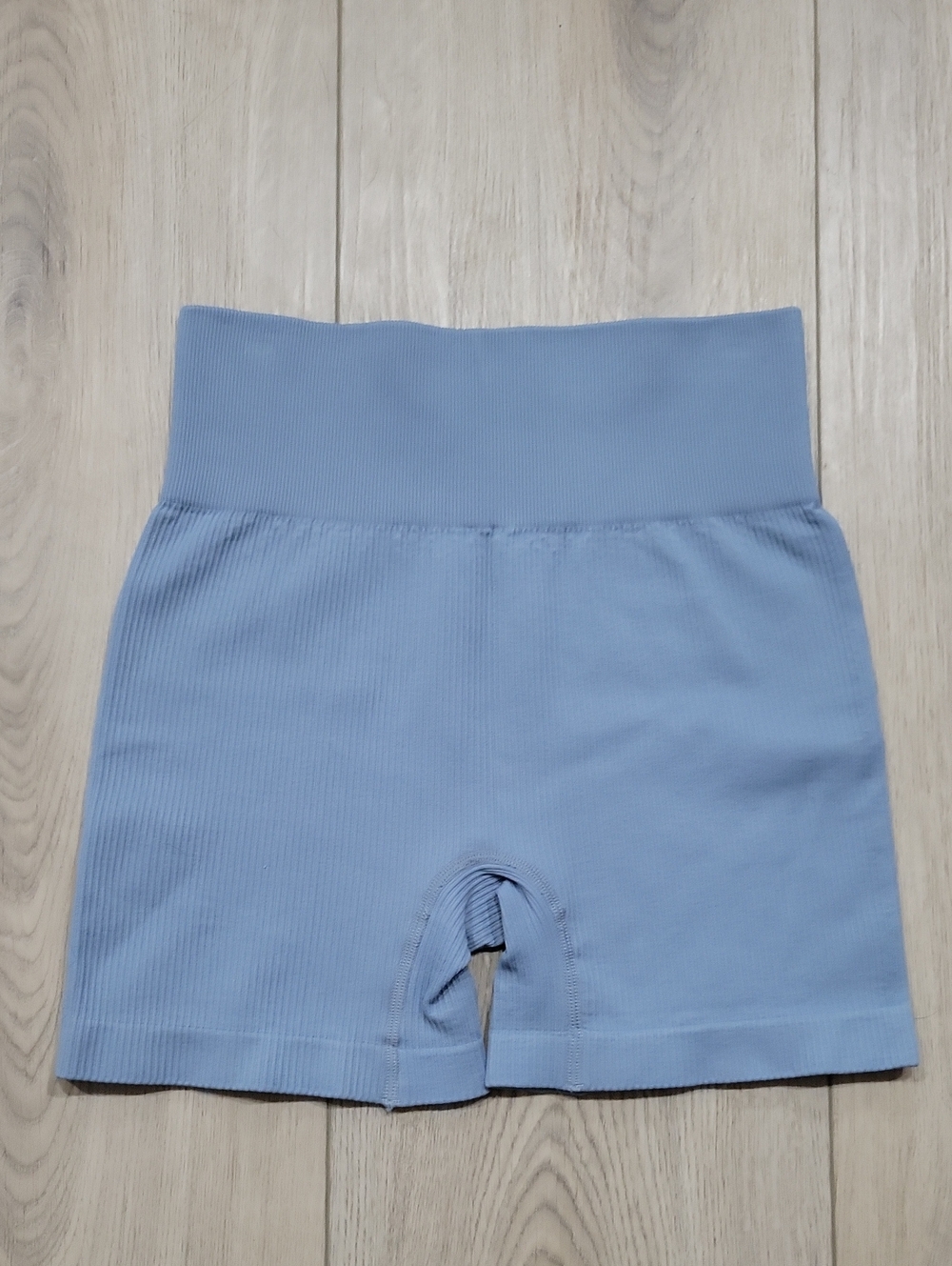 Seamless High-Waist Light Blue Bike Shorts